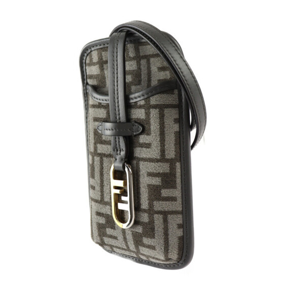 FENDI Gray Leather Zucca Pochette Shoulder Bag - Picture 2 of 9